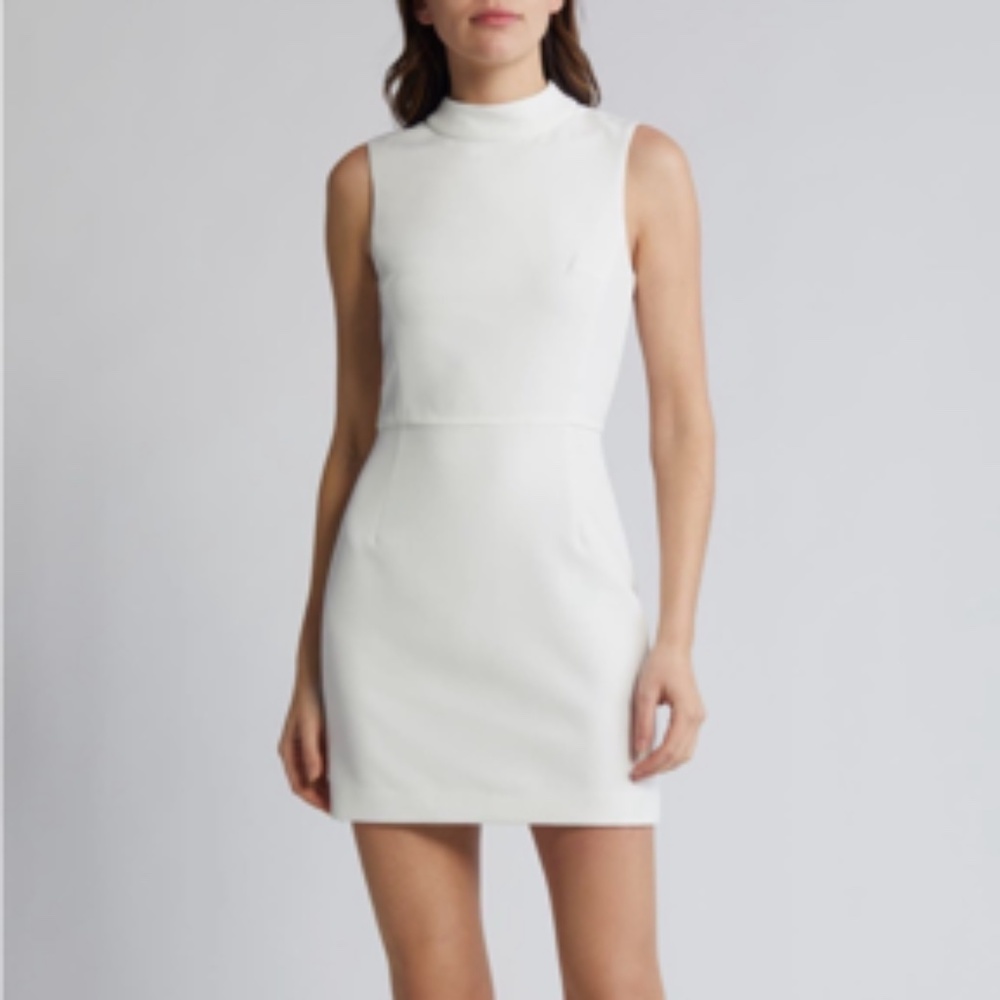 French Connection Echo Crepe Mock Neck Mini Dress, US2- NWT